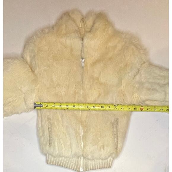 VTG Caravelle Designer Fine Fur Fashions Jacket Girls Sz 8 Ivory Bomber Coat - Picture 5 of 9